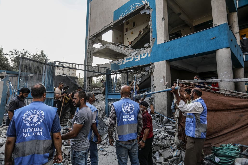 UNRWA school in Gaza’s Nuseirat heavily damaged after airstrike amid Israel’s UNRWA legislation, July 15, 2024.