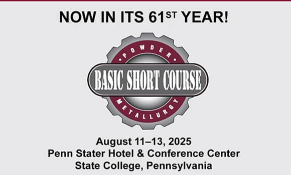 Register Now for the MPIF Basic Powder Metallurgy Short Course 2025